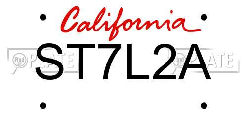 ST7L2A California License Plate