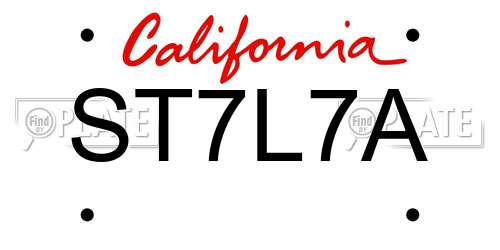 ST7L7A California License Plate