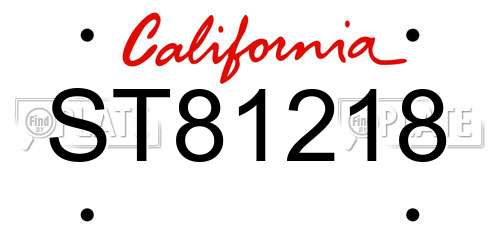 ST81218 California License Plate