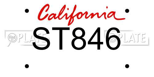 ST846 California License Plate