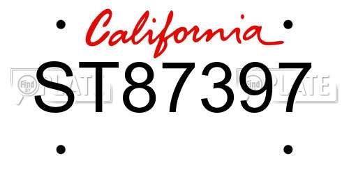 ST87397 California License Plate