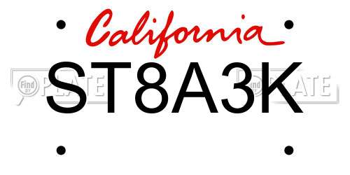 ST8A3K California License Plate