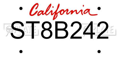 ST8B242 California License Plate