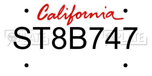 ST8B747 California License Plate