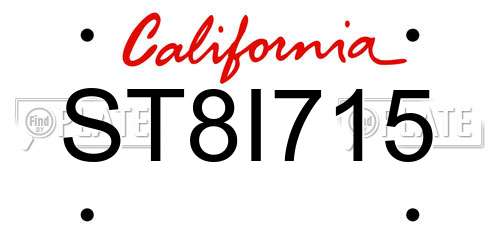 ST8I715 California License Plate