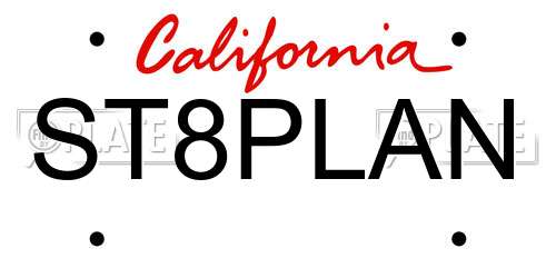 ST8PLAN California License Plate