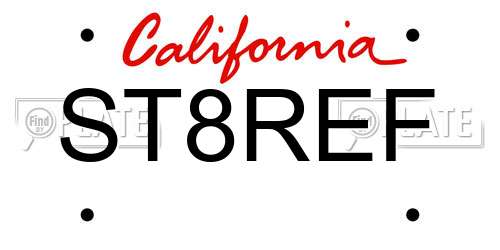 ST8REF California License Plate
