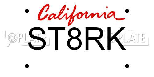 ST8RK California License Plate
