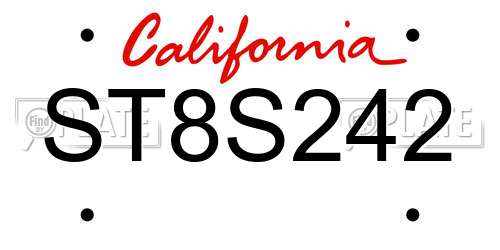 ST8S242 California License Plate