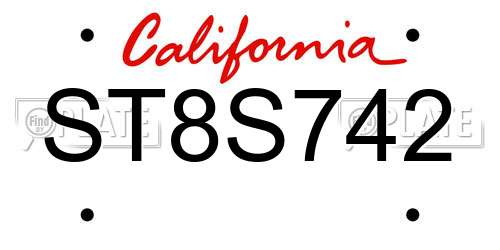 ST8S742 California License Plate