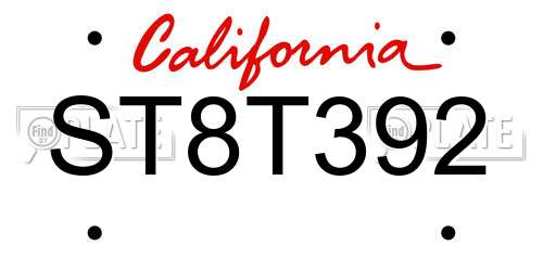 ST8T392 California License Plate