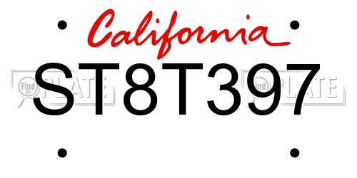 ST8T397 California License Plate