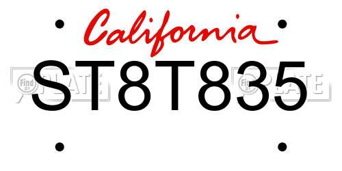ST8T835 California License Plate