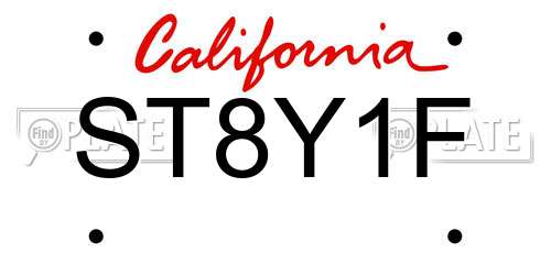ST8Y1F California License Plate
