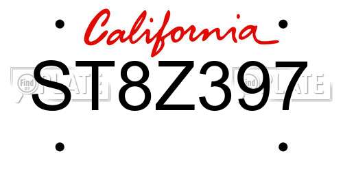 ST8Z397 California License Plate