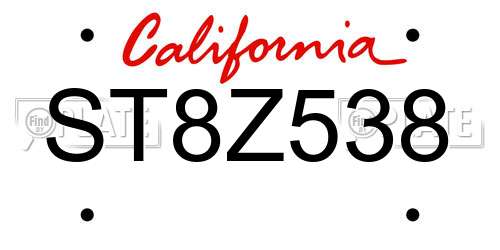ST8Z538 California License Plate