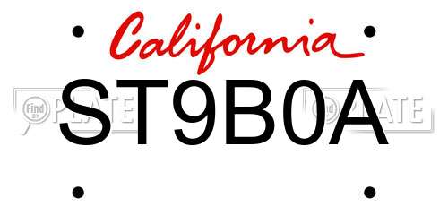 ST9B0A California License Plate