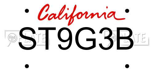 ST9G3B California License Plate