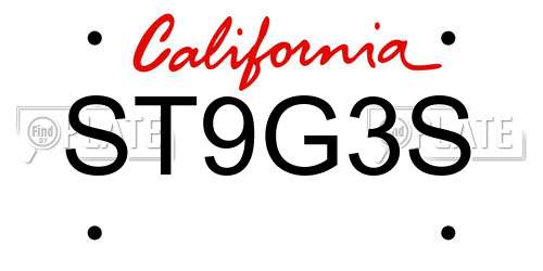 ST9G3S California License Plate