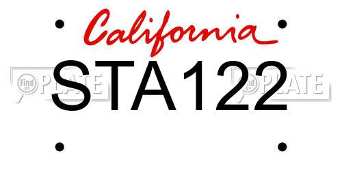 STA122 California License Plate