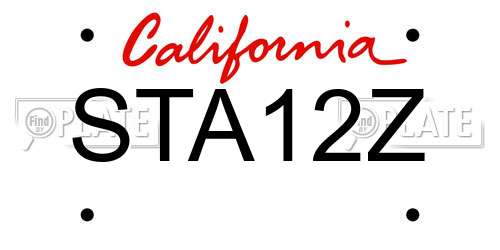 STA12Z California License Plate