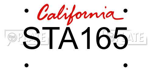 STA165 California License Plate