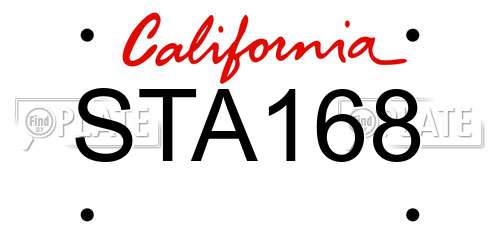 STA168 California License Plate