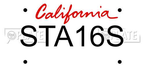 STA16S California License Plate