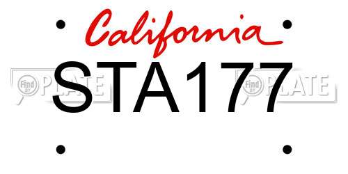 STA177 California License Plate