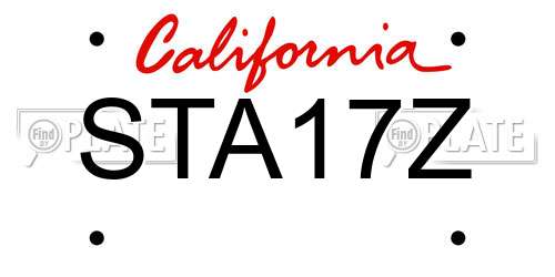 STA17Z California License Plate