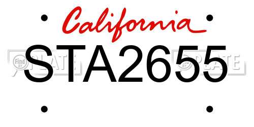 STA2655 California License Plate