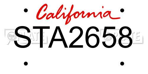 STA2658 California License Plate