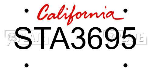 STA3695 California License Plate