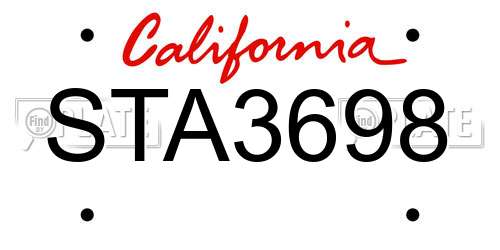 STA3698 California License Plate