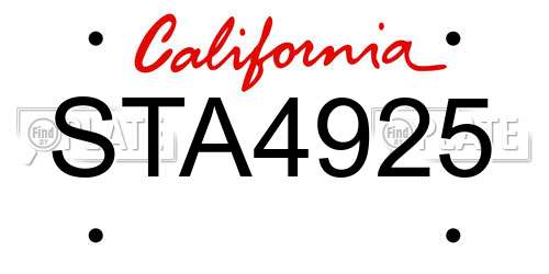 STA4925 California License Plate