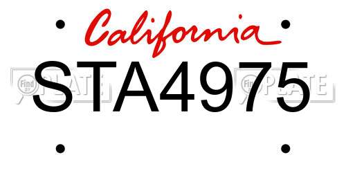 STA4975 California License Plate