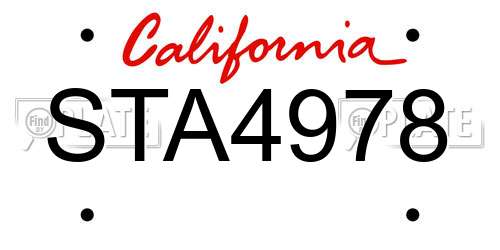 STA4978 California License Plate