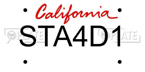 STA4D1 California License Plate