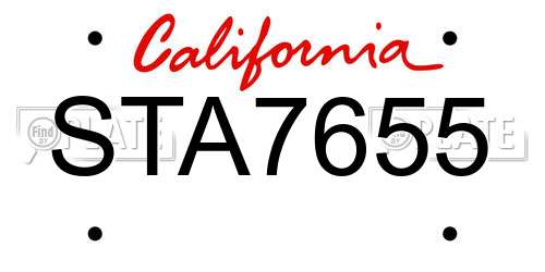 STA7655 California License Plate