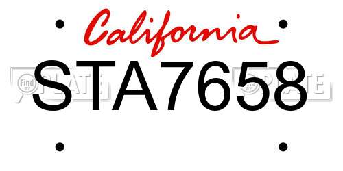 STA7658 California License Plate
