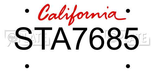 STA7685 California License Plate