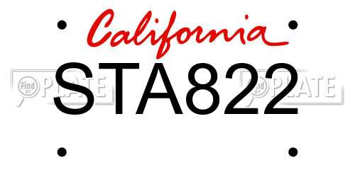 STA822 California License Plate