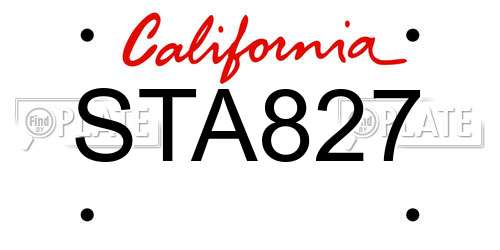 STA827 California License Plate