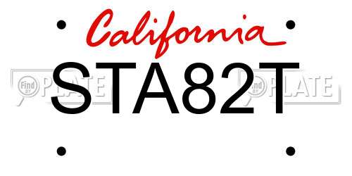 STA82T California License Plate