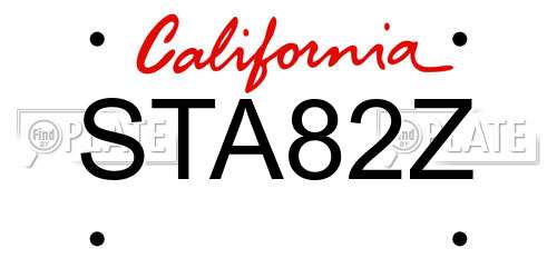 STA82Z California License Plate