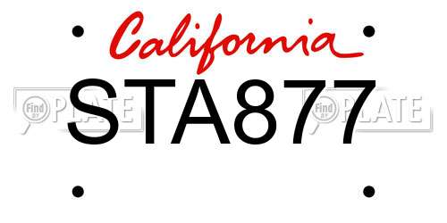 STA877 California License Plate