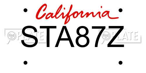 STA87Z California License Plate