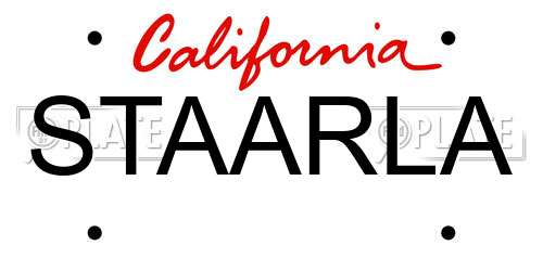 STAARLA California License Plate