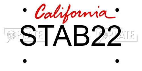 STAB22 California License Plate