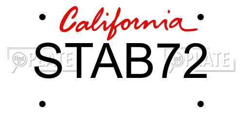 STAB72 California License Plate